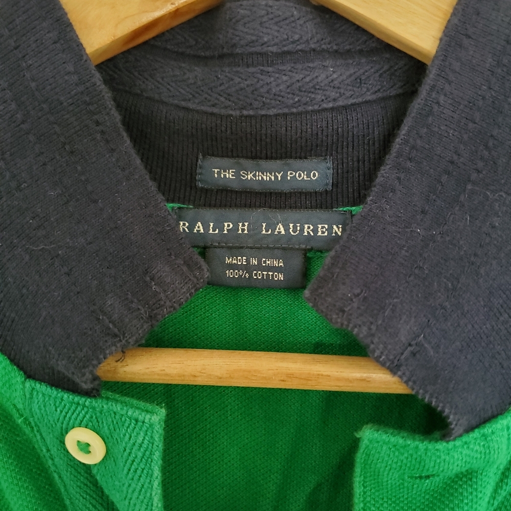 Women's Ralph Lauren green/navy equestrian short sleeve polo sz XL - Picture 3 of 6